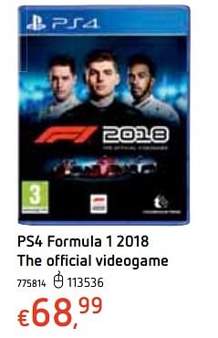 Promoties Ps4 formula 1 2018 the official videogame - CodeMasters - Geldig van 18/10/2018 tot 06/12/2018 bij Dreamland