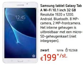 Promoties Samsung tablet galaxy tab a wi-fi 10.1 inch 32 gb zwart - Samsung - Geldig van 18/10/2018 tot 06/12/2018 bij Dreamland