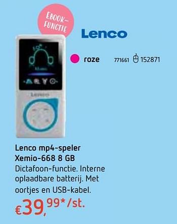 Promoties Lenco mp4-speler xemio-668 8 gb roze - Lenco - Geldig van 18/10/2018 tot 06/12/2018 bij Dreamland
