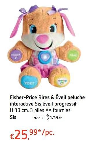 Promotions Fisher-price rires + éveil peluche interactive sis éveil progressif sis - Fisher-Price - Valide de 18/10/2018 à 06/12/2018 chez Dreamland
