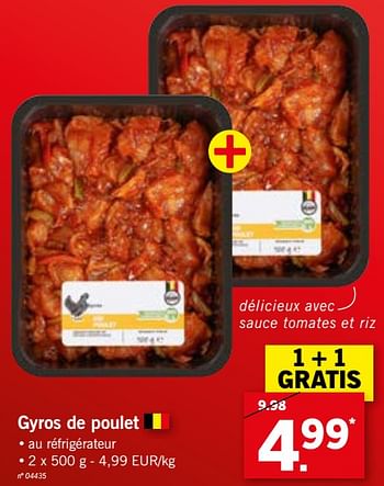 Promotions Gyros de poulet - Produit maison - Lidl - Valide de 22/10/2018 à 27/10/2018 chez Lidl
