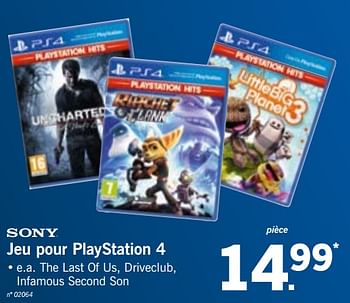 Promotions Jeu pour playstation 4 - Sony - Valide de 22/10/2018 à 27/10/2018 chez Lidl