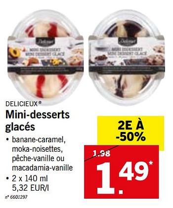 Promotions Mini-desserts glacés - Delicieux - Valide de 22/10/2018 à 27/10/2018 chez Lidl