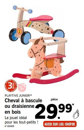 Promoties Cheval à bascule ou draisienne en bois - Playtive Junior - Geldig van 15/10/2018 tot 07/12/2018 bij Lidl