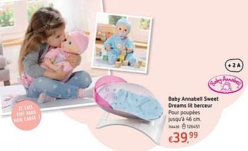 Promotions Baby annabell sweet dreams lit berceur - Baby Annabell - Valide de 18/10/2018 à 06/12/2018 chez Dreamland