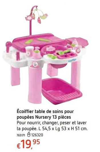 Promotions Écoiffier table de soins pour poupées nursery 13 pièces - Ecoiffier - Valide de 18/10/2018 à 06/12/2018 chez Dreamland
