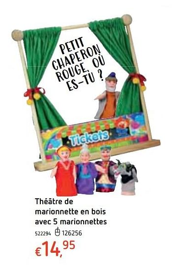 Promotions Théâtre de marionnette en bois avec 5 marionnettes - Produit maison - Dreamland - Valide de 18/10/2018 à 06/12/2018 chez Dreamland