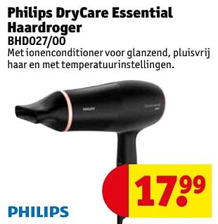 Promotions Philips drycare essential haardroger bhd027-00 - Philips - Valide de 16/10/2018 à 21/10/2018 chez Kruidvat