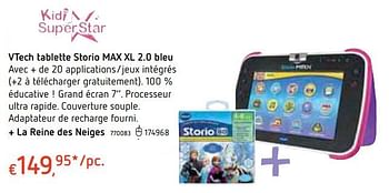 Promoties Vtech tablette storio max xl 2.0 bleu + la reine des neiges - Vtech - Geldig van 18/10/2018 tot 06/12/2018 bij Dreamland