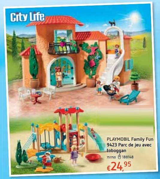 playmobil parc de jeu avec toboggan