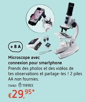 Promotions Microscope avec connexion pour smartphone - Produit maison - Dreamland - Valide de 18/10/2018 à 06/12/2018 chez Dreamland