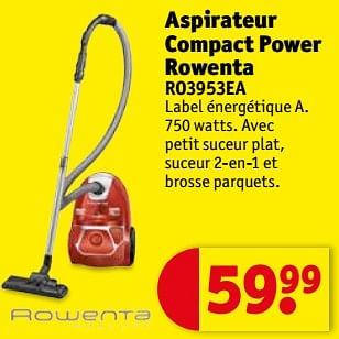 Promotions Rowenta aspirateur compact power rowenta ro3953ea - Rowenta - Valide de 16/10/2018 à 21/10/2018 chez Kruidvat