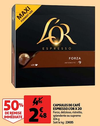 Promoties Capsules de café espresso l`or - Douwe Egberts - Geldig van 17/10/2018 tot 23/10/2018 bij Auchan