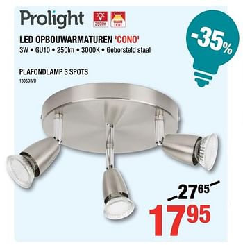 Promoties Plafondlamp 3 spots - Prolight - Geldig van 18/10/2018 tot 11/11/2018 bij HandyHome