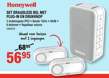 Promoties Set draadloze bel met plug-in en drukknop - Honeywell - Geldig van 18/10/2018 tot 11/11/2018 bij HandyHome