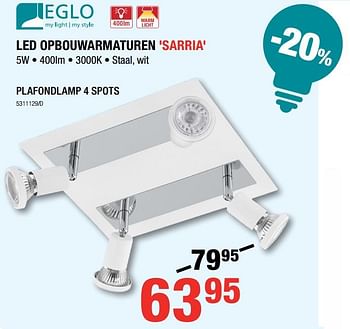 Promoties Led opbouwarmaturen sarria plafondlamp 4 spots - Eglo - Geldig van 18/10/2018 tot 11/11/2018 bij HandyHome