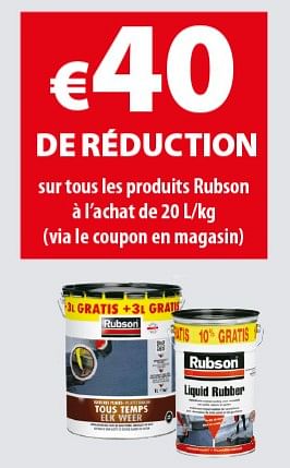 Promoties €40 de réduction sur tous les produits rubson - Rubson - Geldig van 24/10/2018 tot 30/10/2018 bij Gamma