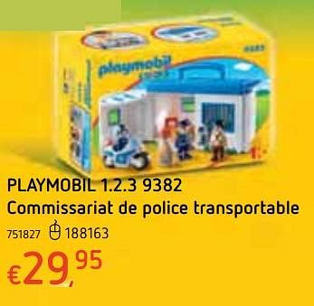 Promoties Playmobil 1.2.3 9382 commissariat de police transportable - Playmobil - Geldig van 18/10/2018 tot 06/12/2018 bij Dreamland