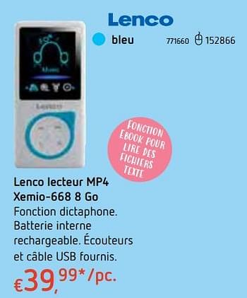 Promoties Lenco lecteur mp4 xemio-668 8 go bleu - Lenco - Geldig van 18/10/2018 tot 06/12/2018 bij Dreamland