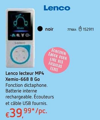 Promotions Lenco lecteur mp4 xemio-668 8 go noir - Lenco - Valide de 18/10/2018 à 06/12/2018 chez Dreamland