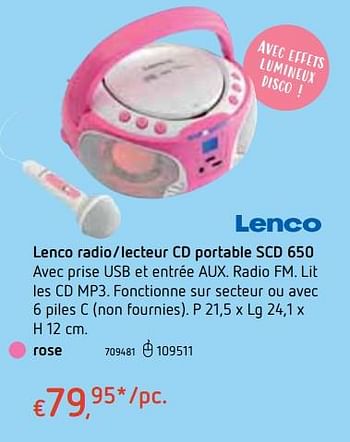 Promotions Lenco radio-lecteur cd portable scd 650 rose - Lenco - Valide de 18/10/2018 à 06/12/2018 chez Dreamland