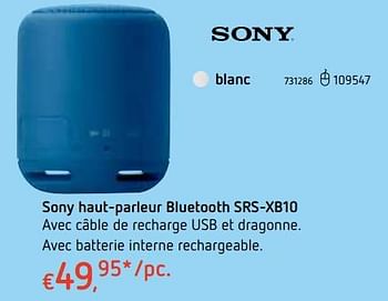 Promoties Sony haut-parleur bluetooth srs-xb10 blanc - Sony - Geldig van 18/10/2018 tot 06/12/2018 bij Dreamland