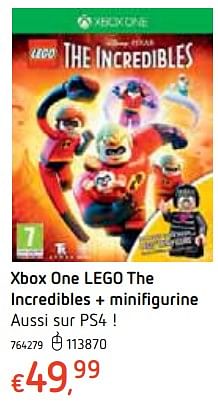 Promotions Xbox one lego the incredibles + minifigurine - Warner Brothers Interactive Entertainment - Valide de 18/10/2018 à 06/12/2018 chez Dreamland