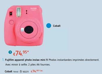 Promotions Fujifilm appareil photo instax mini 9 cobalt - Fujifilm - Valide de 18/10/2018 à 06/12/2018 chez Dreamland