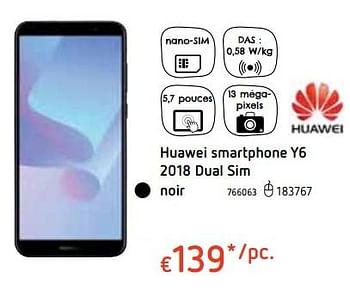 Promotions Huawei smartphone y6 2018 dual sim noir - Huawei - Valide de 18/10/2018 à 06/12/2018 chez Dreamland
