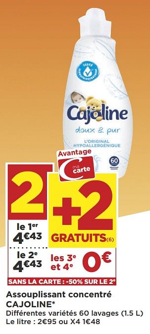 Promoties Assouplissant concentré cajoline - Cajoline - Geldig van 16/10/2018 tot 28/10/2018 bij Super Casino