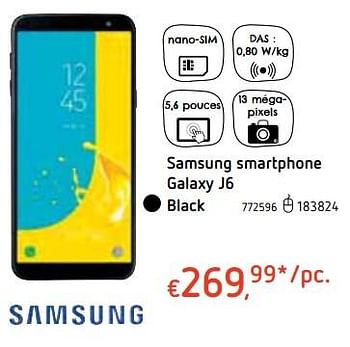 Promoties Samsung smartphone galaxy j6 black - Samsung - Geldig van 18/10/2018 tot 06/12/2018 bij Dreamland