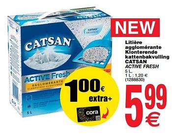 Promoties Litière agglomérante klonterende kattenbakvulling catsan active fresh - Catsan - Geldig van 16/10/2018 tot 29/10/2018 bij Cora