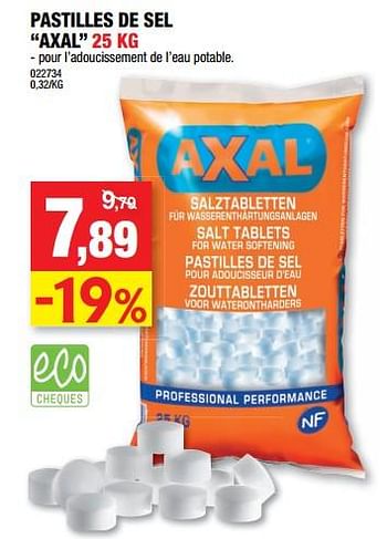 Promoties Pastilles de sel axal - Axal - Geldig van 17/10/2018 tot 28/10/2018 bij Hubo