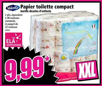 Promoties Papier toilette compact motifs dessins d`enfants - Valenty - Geldig van 17/10/2018 tot 23/10/2018 bij Norma