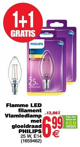 Promoties Flamme led filament vlamledlamp met gloeidraad philips - Philips - Geldig van 16/10/2018 tot 29/10/2018 bij Cora