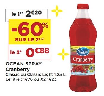 Promotions Ocean spray cranberry - Ocean Spray - Valide de 16/10/2018 à 28/10/2018 chez Super Casino
