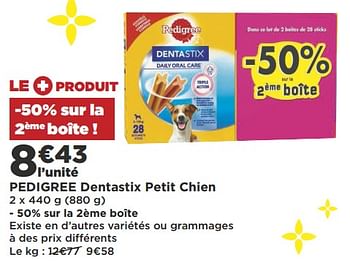 Promoties Pedigree dentastix petit chien - Pedigree - Geldig van 16/10/2018 tot 28/10/2018 bij Super Casino