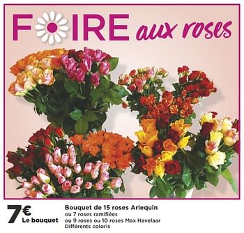 Promotions Bouquet de 15 roses arlequin - Produit Maison - Casino - Valide de 16/10/2018 à 28/10/2018 chez Super Casino