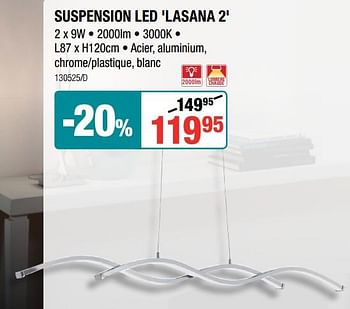 Promoties Suspension led `lasana 2` - Eglo - Geldig van 18/10/2018 tot 11/11/2018 bij HandyHome