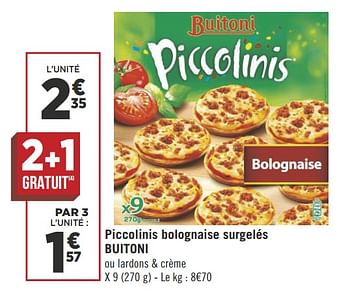 Promoties Piccolinis bolognaise surgelés buitoni - Buitoni - Geldig van 16/10/2018 tot 28/10/2018 bij Géant Casino