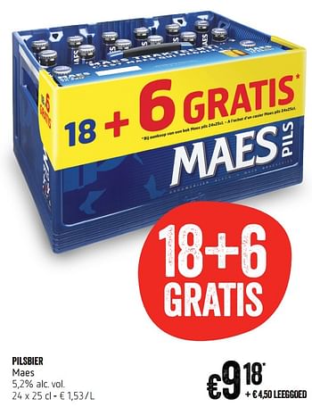 Promoties Pilsbier maes - Maes - Geldig van 18/10/2018 tot 24/10/2018 bij Delhaize