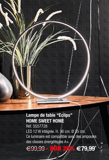 Promotions Lampe de table eclips home sweet home - Home sweet home - Valide de 24/10/2018 à 12/11/2018 chez Brico