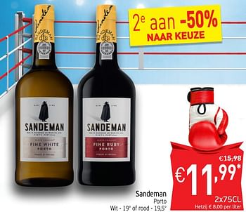 Promotions Sandeman porto wit - of rood - Sandeman - Valide de 23/10/2018 à 28/10/2018 chez Intermarche