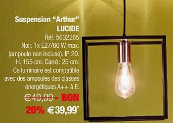 Promotions Suspension arthur lucide - Lucide - Valide de 24/10/2018 à 12/11/2018 chez Brico