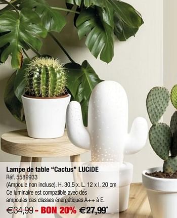 Promoties Lampe de table cactus lucide - Lucide - Geldig van 24/10/2018 tot 12/11/2018 bij Brico