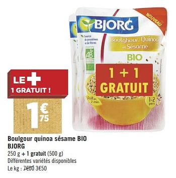 Promoties Boulgour quinoa sésame bio bjorg - Bjorg - Geldig van 16/10/2018 tot 28/10/2018 bij Géant Casino