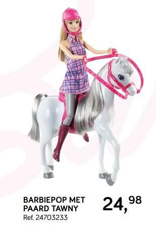 Promoties Barbiepop met paard tawny - Mattel - Geldig van 16/10/2018 tot 11/12/2018 bij Supra Bazar