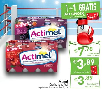 Promoties Actimel cranberry ou acai - Danone - Geldig van 23/10/2018 tot 28/10/2018 bij Intermarche