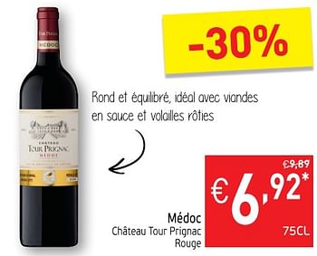 Promotions Médoc château tour prignac rouge - Vins rouges - Valide de 23/10/2018 à 28/10/2018 chez Intermarche