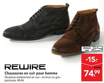 Promotions Chaussures en cuir pour homme - Rewire  - Valide de 24/10/2018 à 06/11/2018 chez Makro
